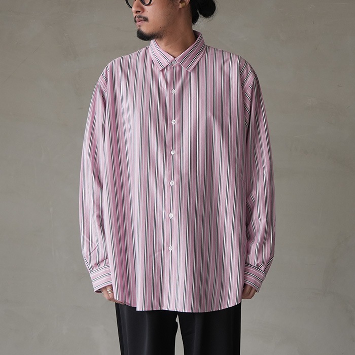 km26s-024）/ KANEMASA(カネマサ) / 46G Stripe Atmosphere Shirt(46G