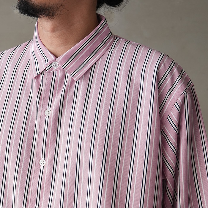 km26s-024）/ KANEMASA(カネマサ) / 46G Stripe Atmosphere Shirt(46G