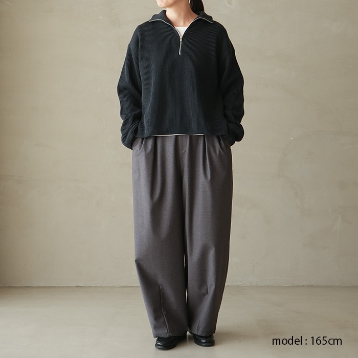 bn-25fl-035)/ BATONER(バトナー) / (ソリッドウールリブハーフジップ