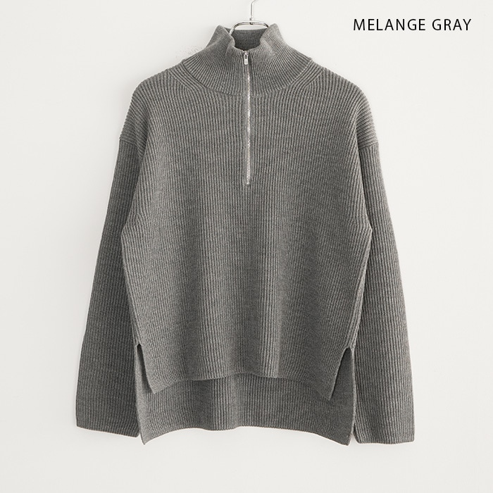 2024✨ バトナー　シグネチャー ハーフジップ ニット　ウール　2　グレー 2024✨ バトナー シグネチャー ハーフジップ ニット ウール 2 グレー