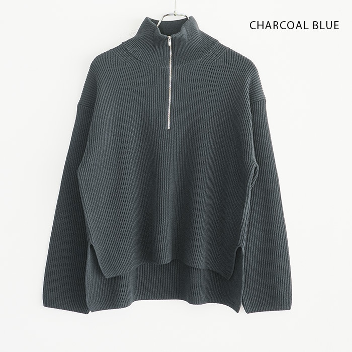 【美品】BATONER バトナー ハーフジップ ニット 3 ブルー BATONER [ バトナー ] LOFTMAN別注 SIGNATURE HALF ZIP