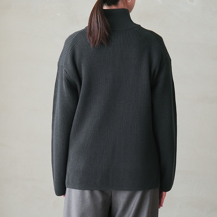 BATONER ハーフジップ　ブラック BATONER / バトナー | 片畦ハーフZIPプルオーバー (メンズ) - Black