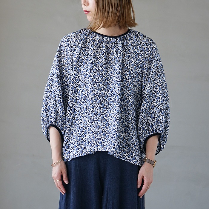 R&D.M.CO_オールドマンズテーラー カディコットンギャザースモックブラウス R&D.M.Co- オールドマンズテーラー : PRINCESS FLOWER GATHER