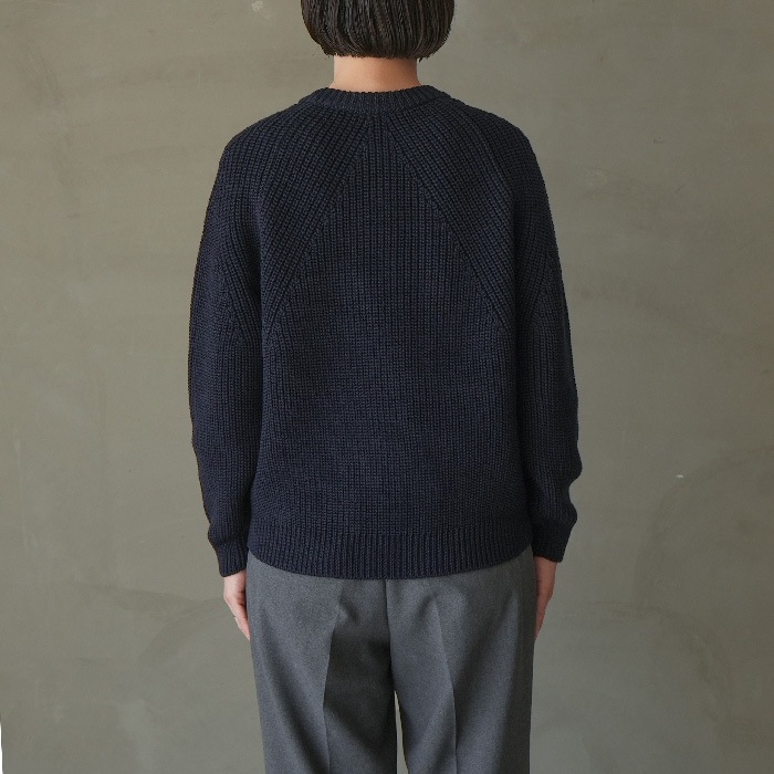 バトナー　SUPERIOR MERINO CREW NECK ネイビー Women WASHED HIGH COUNT LINEN CREW NECK - BATONER｜ONLINE STORE