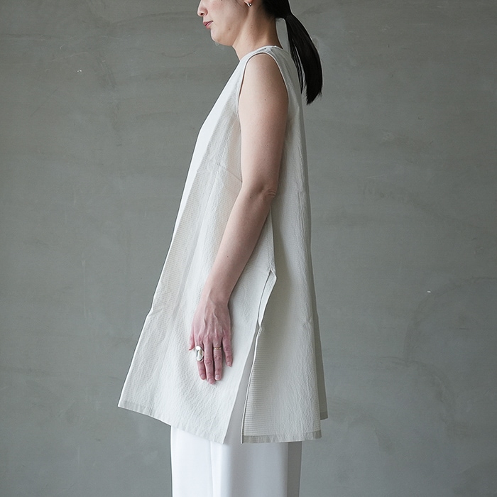 ▽(e261t147) / evam eva (エヴァムエヴァ) / pin check tunic(ピン