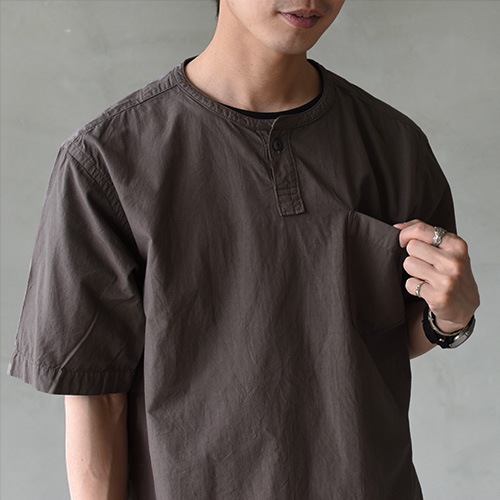 30%OFF】(r34108) / RINEN(リネン) / 80/2ブロード 半袖ヘンリーネック