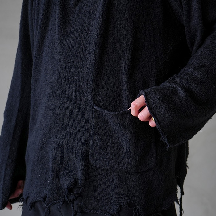 anc-kn26) / ANCELLM (アンセルム) / DAMAGE SILK UVNECK KNIT