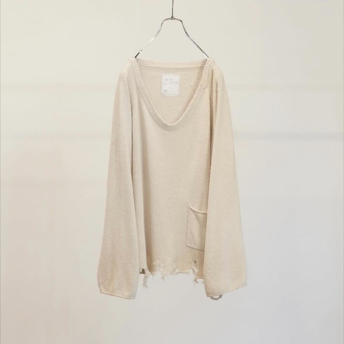 anc-kn26) / ANCELLM (アンセルム) / DAMAGE SILK UVNECK KNIT