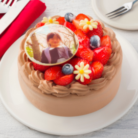 【写真ケーキ】いちごいっぱいチョコケーキ