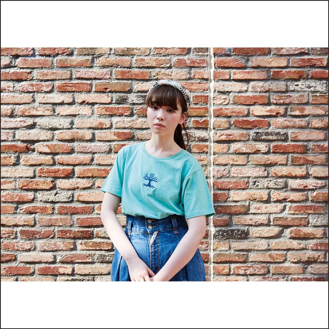 YUKIAKIRA ロゴ刺繍Tee （メランジグリーン）