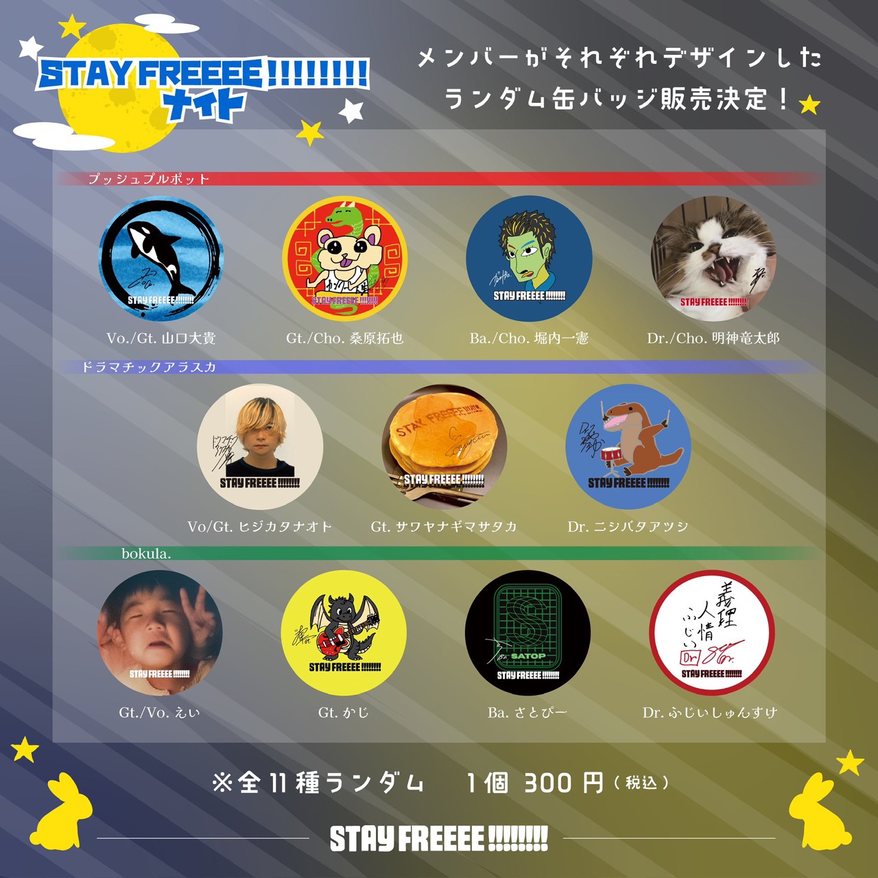 STAY FREEEE!!!!!!!!ナイト　ランダム缶バッジ【ネコポス】