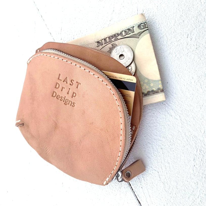 【 本ヌメ革 牛革 L字財布 ノーマル 】 リーフ型 L字ファスナー 財布 （ 小銭入れつき） ／ ミニ財布 コンパクト財布 ・ cowhide カウハイド レザー 本革 ｜ 経年変化 おすすめ nfl pst