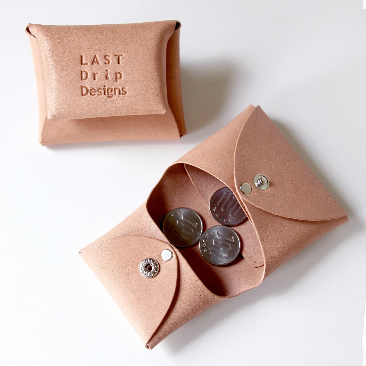 【 本ヌメ革 牛革 シームレス 小銭入れ 】 折り紙 コインケース （ レシートポケットつき） ／ レザーコインケース ・ cowhide カウハイド レザー 本革 ｜ 経年変化 おすすめ nfl p