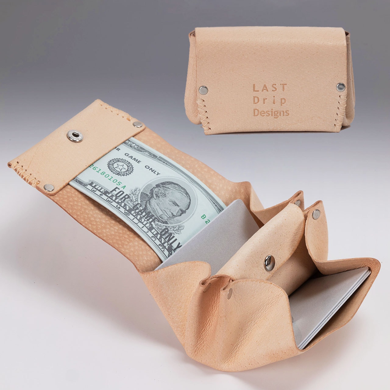 【 本ヌメ革 豚革 お札が折れない アコーディオンミニ財布 (ステッチあり) 】 お札を折らない アコーディオンウォレット / ミニ財布 革財布 ・ pigskin ピッグスキン レザー 本革 | 経年変化 おすすめ nfl hnd