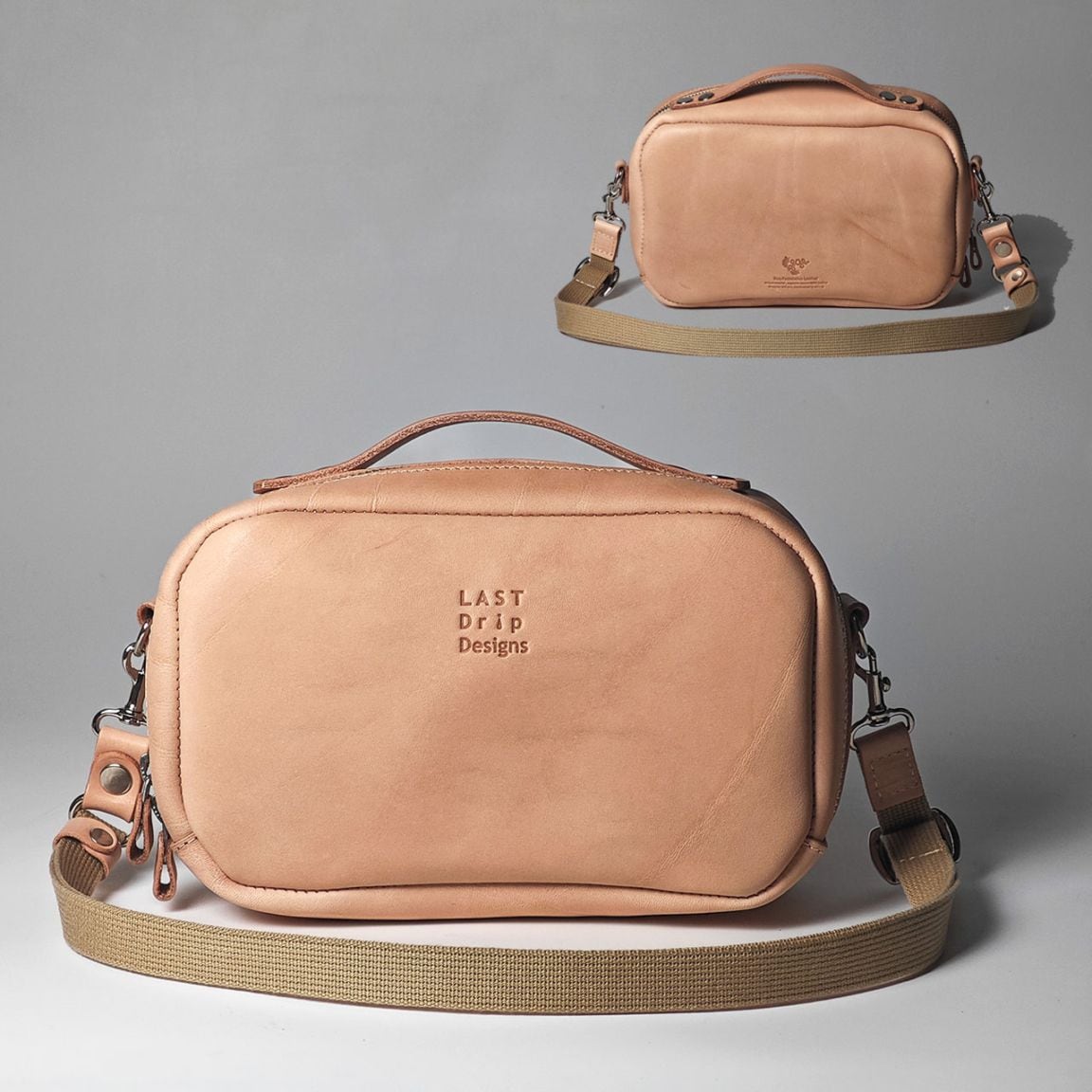 【 本ヌメ革 牛革 ラウンドZIP ポシェット 】 コンパクト ショルダーバッグ / トランクショルダー ・ cowhide カウハイド レザー 本革 | 経年変化 おすすめ nfl hnd