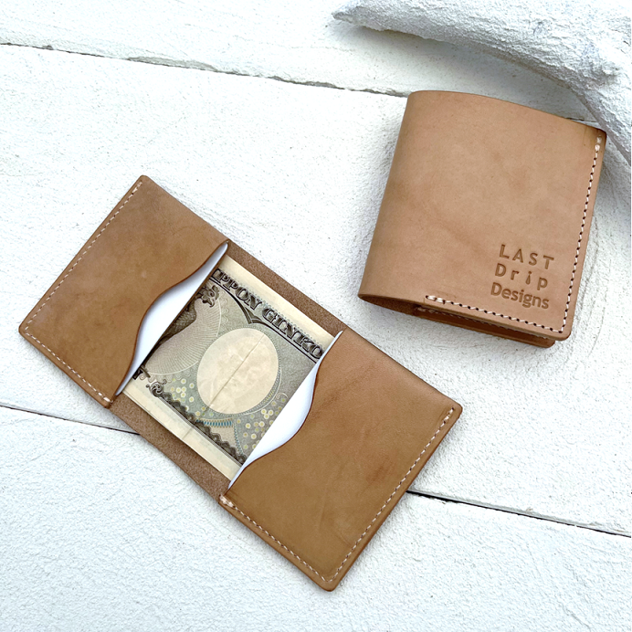 【 本ヌメ革 牛革 二つ折り財布 札入れ 】 ミニマム 2つ折り財布 ( 小銭入れなし . カード入れつき ) / コンパクト財布 革財布 ・ cowhide カウハイド レザー 本革 | 経年変化 おすすめ nfl pst