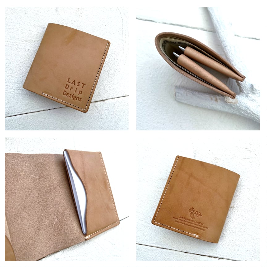 【 本ヌメ革 牛革 二つ折り財布 札入れ 】 ミニマム 2つ折り財布 ( 小銭入れなし . カード入れつき ) / コンパクト財布 革財布 ・ cowhide カウハイド レザー 本革 | 経年変化 おすすめ nfl pst