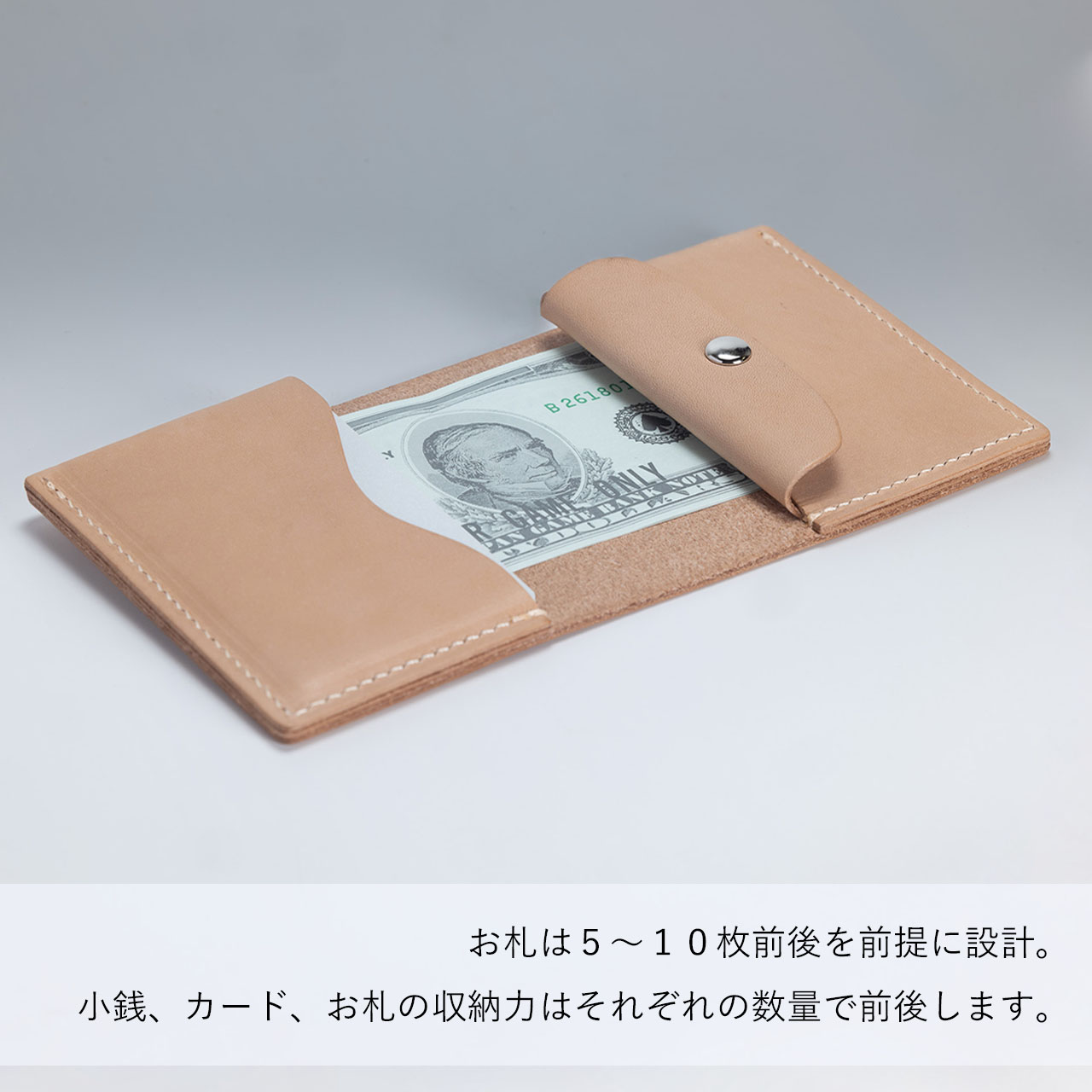 二つ折り財布 本革 ヌメ革 牛革 コンパクトウォレット 黒 ブラック ゲンコウ 本ヌメ革 牛革 二つ折り財布 小銭入れつき 】 ミニマム 2つ折り財布