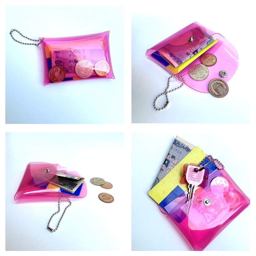 【 全11色 透明 ミニ財布 ジャスト 】 レター型 コンパクト財布 ／ マルチウォレット クリア財布 ・ 防水 ビニール PVC ｜ フェス アウトドア レジャー おすすめ acp pst