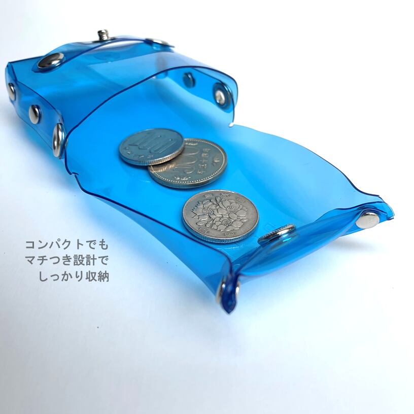 ビーズ装飾の多色コインケース 全11色 透明 小銭入れ 】 レター型 コインケース ／ クリア