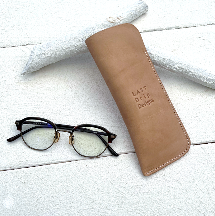 レザーメガネケース ストライプ 本ヌメ革 牛革 メガネケース ジャスト 】 1枚革 メガネスリーブ