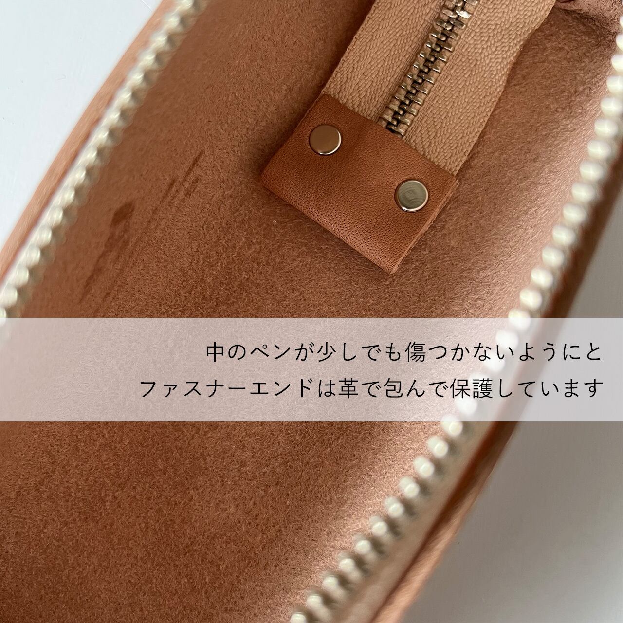 本ヌメ革 牛革 ファスナー ペンケース コンパクト 】 三角形 ペン