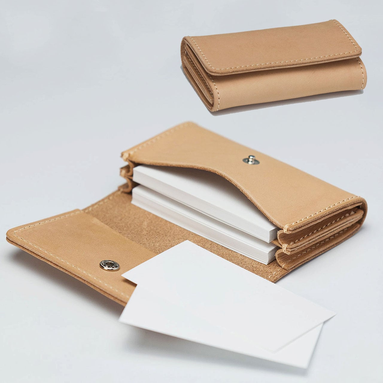 【 本ヌメ革 牛革 名刺入れ 2部屋仕立て 】 ラウンド名刺入れ / 中仕切りつき カードケース ・ cowhide カウハイド レザー 本革 | 経年変化 おすすめ nfl pst