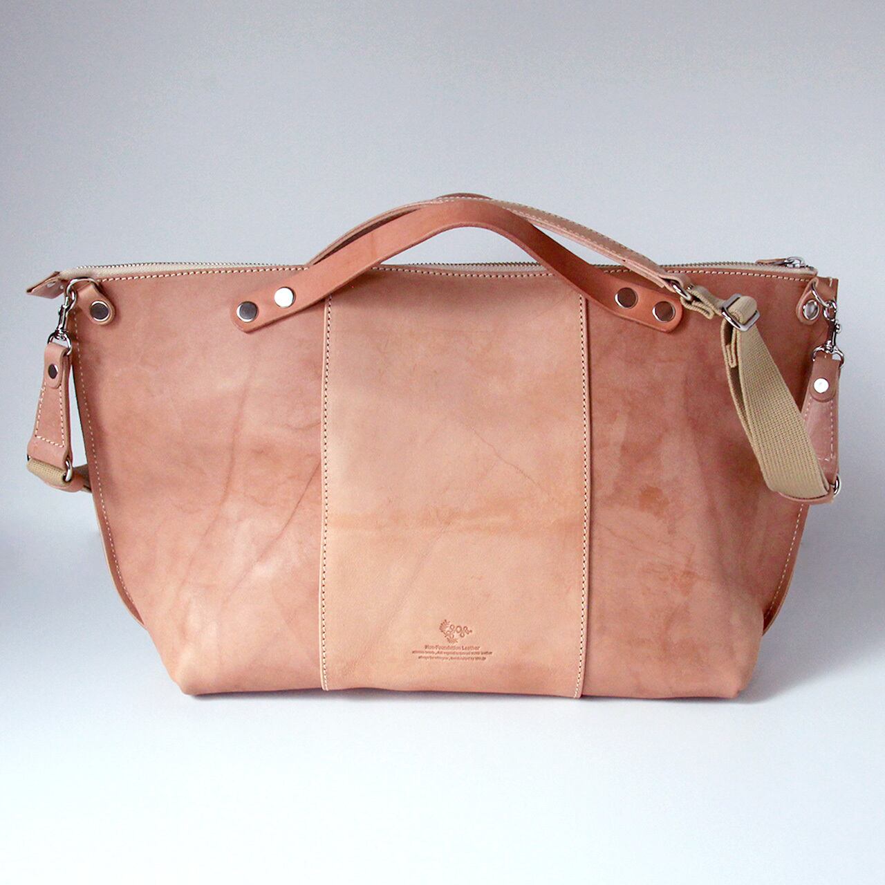 本ヌメ革 牛革 ボストンバッグ 】 パネルライン ショルダーつき