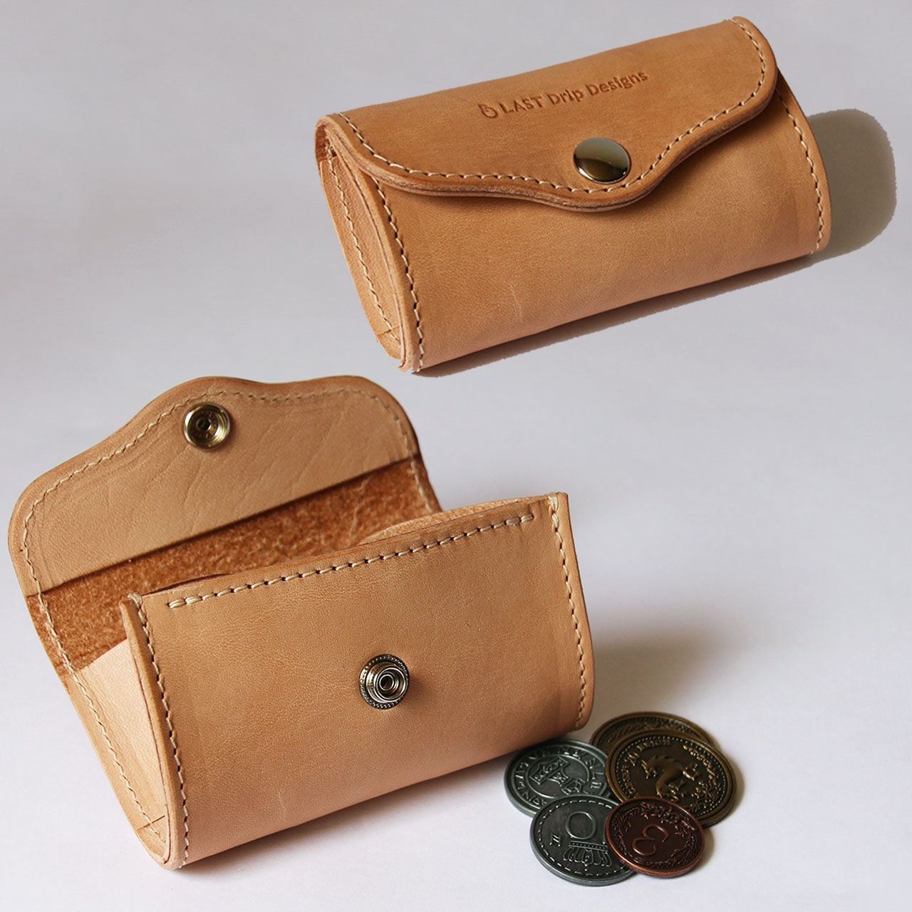 本ヌメ革 牛革 バレル型 小銭入れ 】 樽型 コインケース ／ レザー