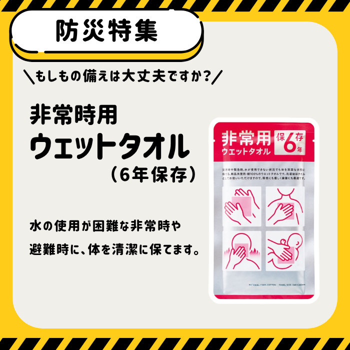 【防災特集】非常時用ウェットタオル（6年保存）