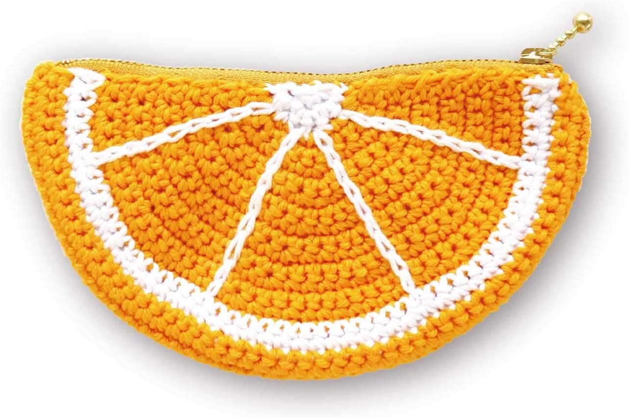 【数量限定】編み物キット フルーツポーチ オレンジ