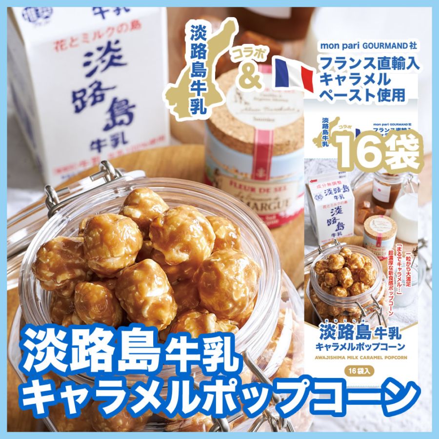 淡路島牛乳キャラメルポップコーン 牛乳パックタイプ 16袋入