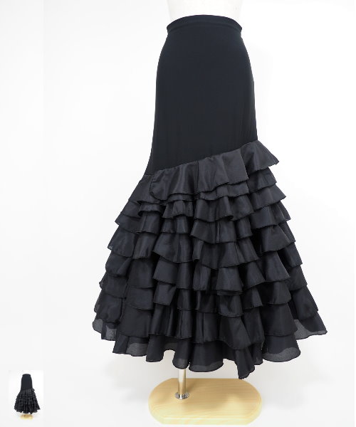 シャンタンティアードフリルデザインファルダ スカート