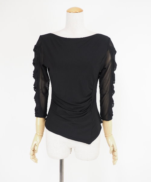 【美品 社交ダンス衣装】ベージュ ブラック Leirena レイリーナ トップス 社交ダンス,トップス,デザイントップス｜社交ダンス衣装・フラメンコ