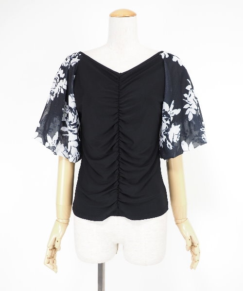 【極美品】Leirena 社交ダンス　フラメンコ　ブラック　ブルー　花柄　レース 社交ダンス,トップス,デザイントップス｜社交ダンス衣装・フラメンコ