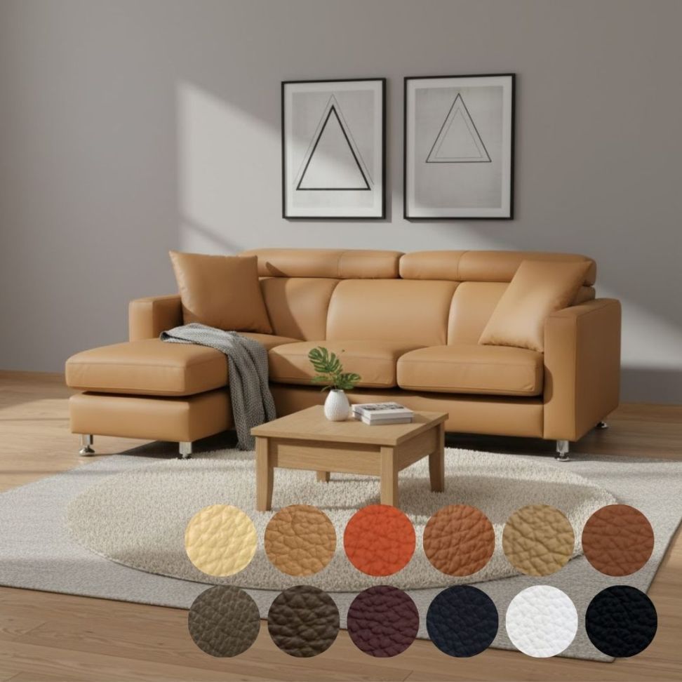 ソファー 革 レザー ソファ 本革 カウチソファ 3人掛けソファ コンパクト コーナー L字 ハイバック ローバック ヘッドレスト 3シート シンプル 黒 Lelax Vogue リラックス ヴォーグ 幅196cm 本革 半革 厚革1.5mm厚