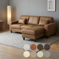 ソファー ソファ カウチソファ 3人掛けソファ コンパクト カウチ コーナー L字 ローバック 3シート シンプル モダン ポケットコイル クッション付き 茶 ブラウン ヴィンテージ調 Lelax Valencia-C リラックス バレンシア 幅198cm 布地 合成皮革