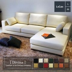 ソファ ソファー 革 レザー 本革 カウチソファ 3人掛けソファ ワイド 大型 カウチ コーナー L字 ローバック 3シート シンプル クッション付き 赤 レッド Lelax Divina リラックス ディヴィーナ 幅250cm 本革 半革 1mm厚