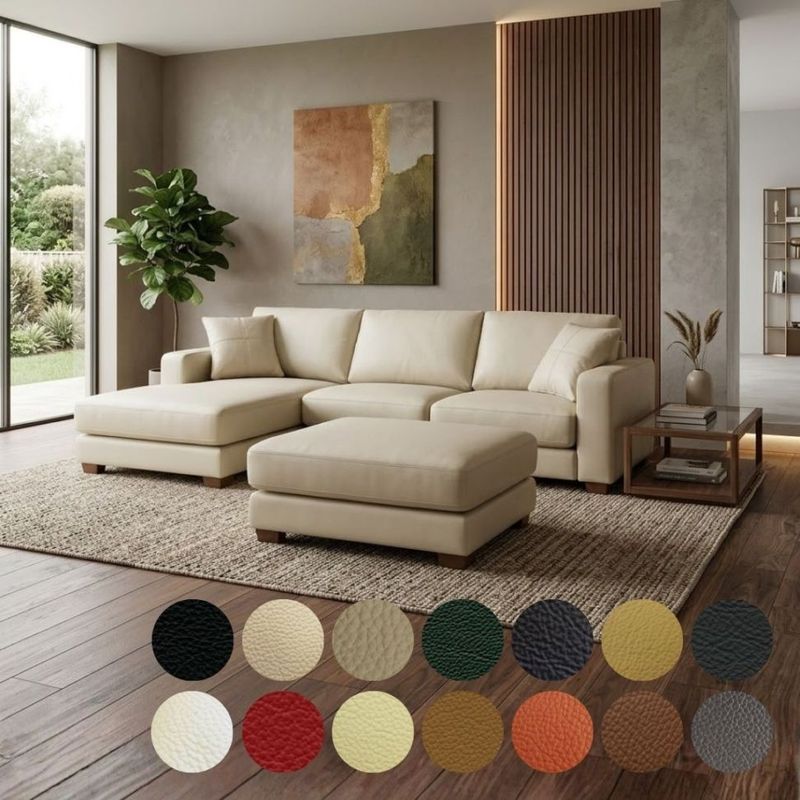 ソファー ソファ 本革 カウチソファ 3人掛けソファ ワイド 大型 カウチ コーナー L字 ローバック 3シート オットマン付き シンプル Divina ディヴィーナ 幅250cm 本革 半革 1mm厚