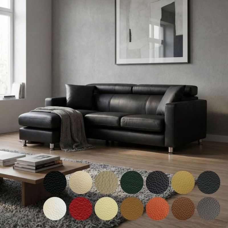 ソファ ソファー 革 レザー 本革 カウチソファ 3人掛けソファ コンパクト カウチ コーナー L字 ハイバック ローバック ヘッドレスト 3シート シンプル 白 Lelax Vogue リラックス ヴォーグ 幅196cm 本革 半革 1mm厚