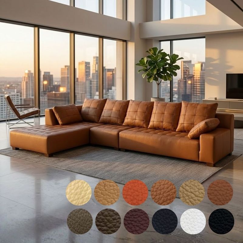 ソファー 革 レザー ソファ 本革 カウチソファ 4人掛けソファ ワイド 大型 コーナー L字 ローバック アームレスソファ付き シンプル Sogno di Lusso-306 リラックス ソーニョ デ ルッソ 幅306cm 本革 半革 厚革1.5mm厚