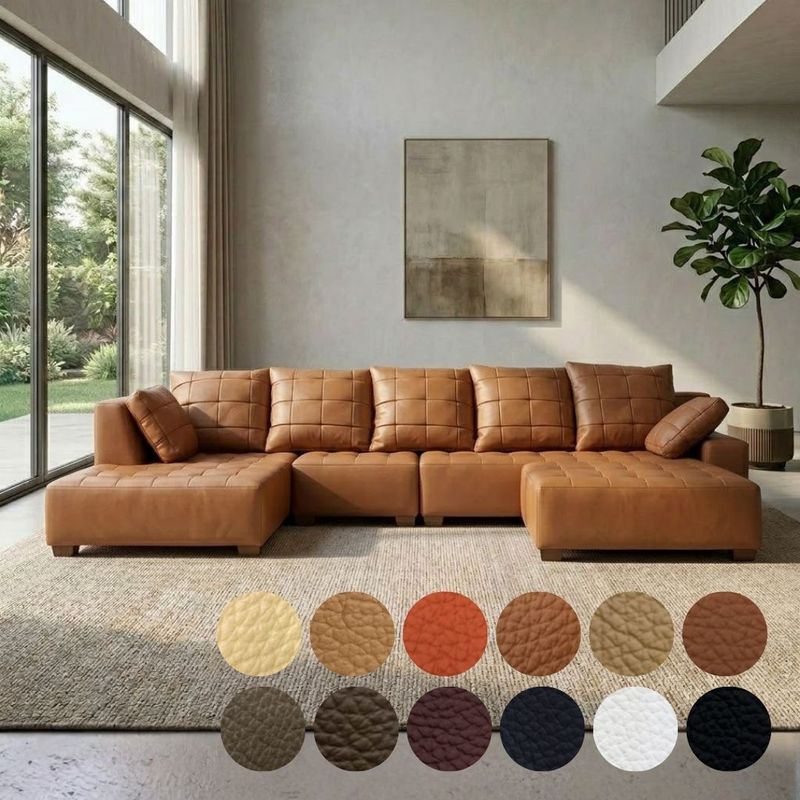 ソファー 革 レザー ソファ 本革 カウチソファ 4人掛けソファ ワイド 大型 コーナー L字 ローバック シンプル モダン アームレスソファ付き Sogno di Lusso-306 ソーニョ デ ルッソ 幅306cm 本革 半革 厚革1.5mm厚