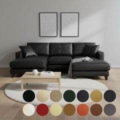 ソファー 革 レザー ソファ 本革 カウチソファ 3人掛けソファ ワイド 大型 大きい カウチ コーナー L字 ローバック シンプル 3シート 黒 ブラック Lelax Vivace-250 リラックス ヴィヴァーチェ 幅250cm 本革 半革 本革1mm厚