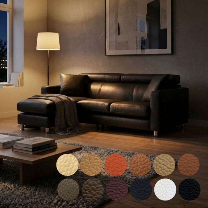 総革 ソファ ソファー 革 レザー 本革 カウチソファ 3人掛けソファ コンパクト コーナー L字 ハイバック ローバック ヘッドレスト シンプル 3シート ブラック Lelax Vogue リラックス ヴォーグ 幅196cm 本革 総革 厚革1.5mm厚