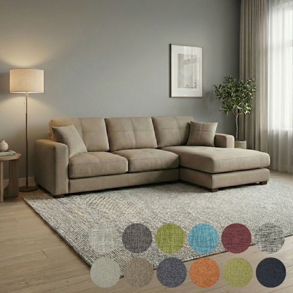 ソファ ソファー カウチソファ 3人掛けソファ ワイド 大型 カウチ コーナー L字 ソファセット ローバック 3シート シンプル モダン クッション付き ベージュ Lelax Vivace-F-250 リラックス ヴィヴァーチェ 幅250cm 布地