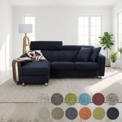 ソファ ソファー カウチソファ 3人掛けソファ コンパクト カウチ コーナー L字 ヘッドレスト ソファセット ハイバック ローバック 3シート シンプル モダン オットマン付き 青 ブルー Lelax Vogue リラックス ヴォーグ 幅196cm 布地