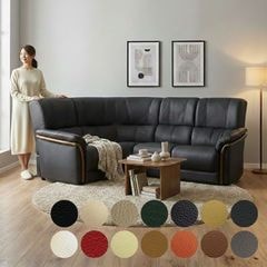 ソファ ソファー 革 レザー 本革  4人掛け コーナーソファ ダイニングソファ ラウンジソファ ハイバック 4シート 大型ソファ 応接ソファ モダン 会議室 オフィス 待合室 ロビー パープル/グレイ Eterna エテルナ 幅217cm 本革 半革 1mm厚