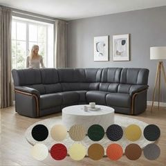 ソファ ソファー 革 レザー 本革  5人掛け コーナーソファ ダイニングソファ ラウンジソファ ハイバック 5シート 大型ソファ 応接ソファ モダン 会議室 オフィス 待合室 ロビー パープル/グレイ Eterna エテルナ 幅267cm/幅217cm 本革 半革 1mm厚