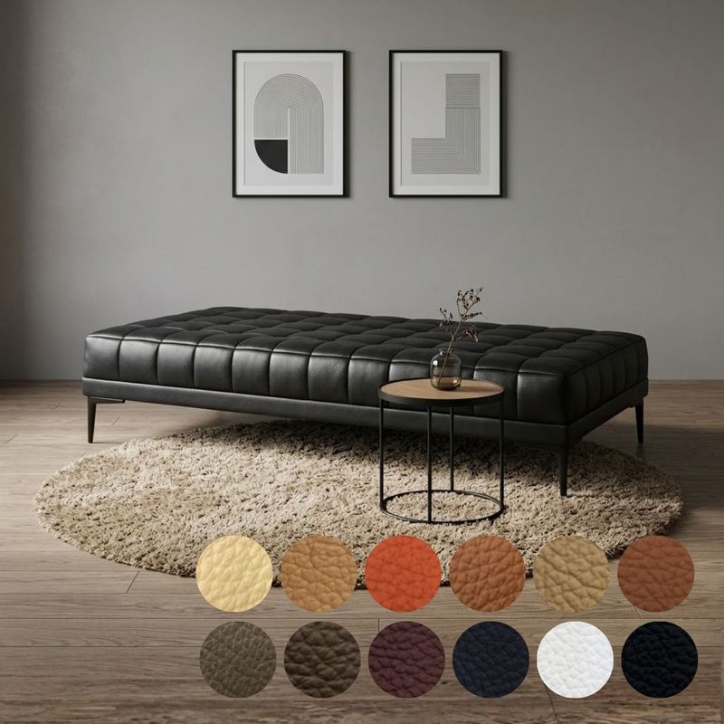 ソファ ソファー 革 レザー 本革 ベンチタイプ アイランドソファ 3人掛けソファ ダイニングソファ ラウンジソファ コンパクト ローソファ ローバック 応接ソファ シンプル オフィス 待合室 ロビー  Quadro Panca クアドロ パンカ 幅160cm 本革 半革 厚革1.5mm厚