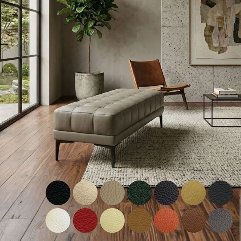 ソファ ソファー 革 レザー 本革 ベンチタイプ アイランドソファ 2人掛けソファ オットマン ダイニングソファ ラウンジソファ コンパクト ローソファ 応接ソファ シンプル 会議室 オフィス 待合室 ロビー  Quadro Panca クアドロ パンカ 幅108cm 本革 半革 1mm厚